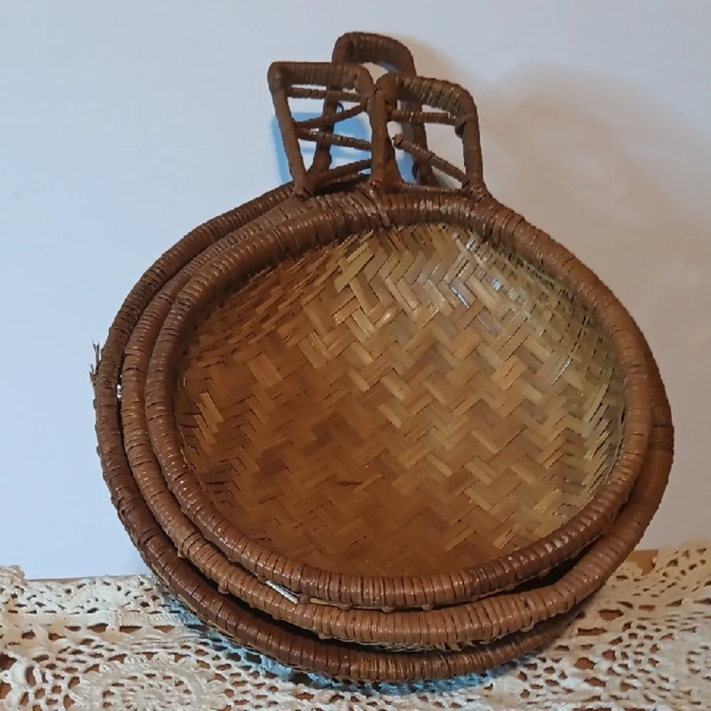 Hand Crafted Brown Accent Baskets Set